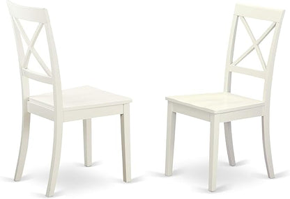 East West Furniture DLBO3-WHI-W 3 Piece Dining Room Table Set Contains a Round - Image 6