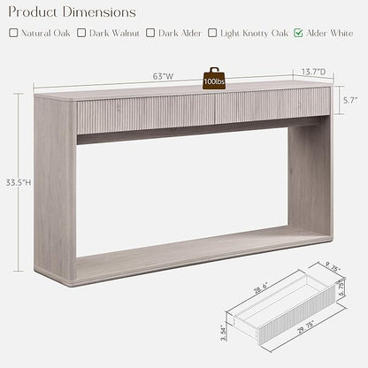 OKD 63" Fluted Console Table for Entryway, Modern Entryway Table - Image 2