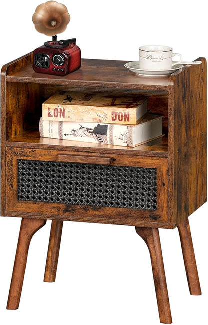 Lerliuo Rattan Nightstand, Boho Side Table by Lerliuo