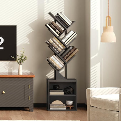 RALGEND Tree Bookshelf, 6 Tier Bookcase - Image 4