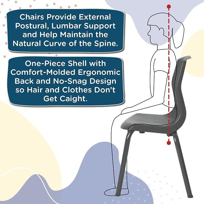 Children’s Factory MyPosture Plus 12" Chair, 2 Pack, Stackable Ergonomic - Image 7