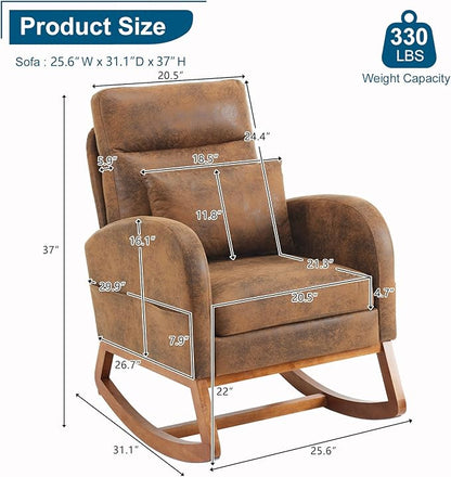 VINGLI Rustic Microfiber Nursing Rocking Chair - Image 2