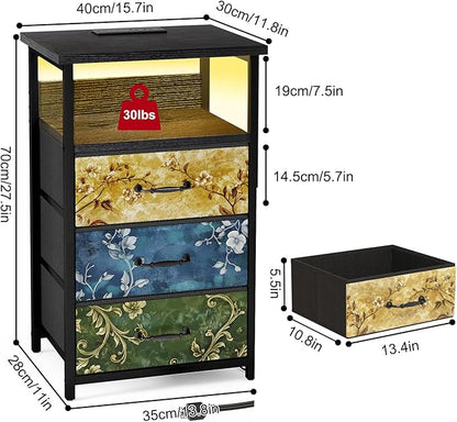 Fixwal Night Stand with Charging Station, LED Nightstand with U-S-B Ports and - Image 3