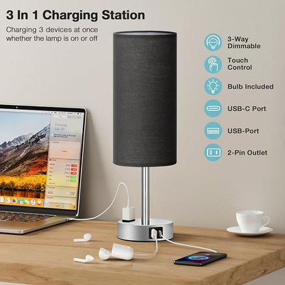 Black Bedroom Table Lamp for Bedside - Image 3