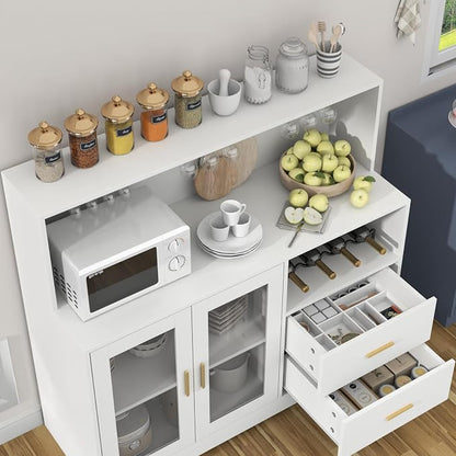 Bar Cabinet for Home with LED Light, Coffee Bar Cabinet with Wine & Glass Rack - Image 7