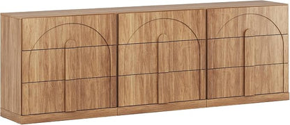BELLEZE Sideboard Cabinet with 3 Drawers, Large Fluted Sideboard with Storage - Image 9