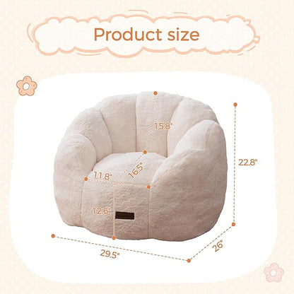 MAXYOYO Kids Bean Bag Chair, Floral Shaped Bean Bag Sofa, Plush Faux Fur - Image 2