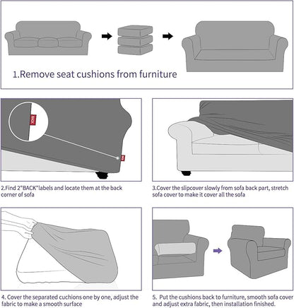 ZNSAYOTX 4 Piece Sofa Covers for Living Room Anti Slip Stretch Couch Covers for - Image 7