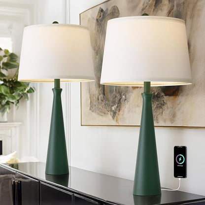 Oneach 25.75" Green Table Lamp Set of 2, Bedside Lamps by Oneach