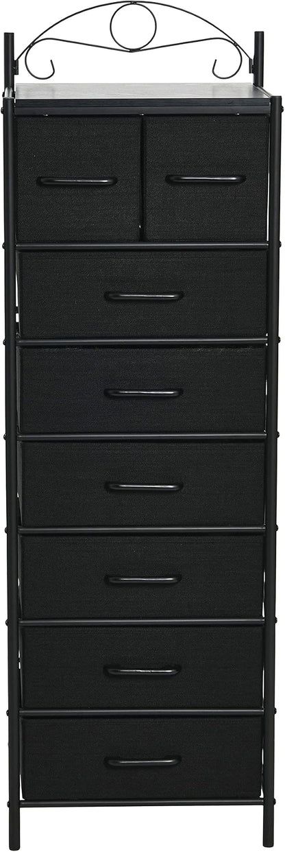 Household Essentials Black Oak & Iron Eight-Drawer Tower - Image 4