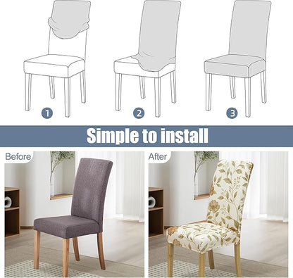 BIETYONE Stretch Dining Chair Covers Set of 6, Soft Removable Washable Kitchen - Image 4