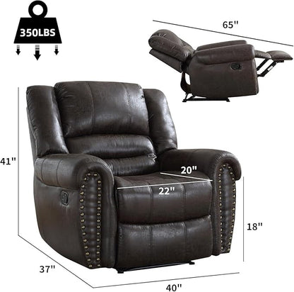 CANMOV Leather Recliner Chair Set of 2, Classic and Traditional Manual Recliner - Image 2