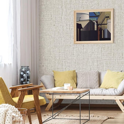 Grasscloth Peel and Stick Wallpaper Beige and Gray Contact Paper 15.7inch x - Image 6