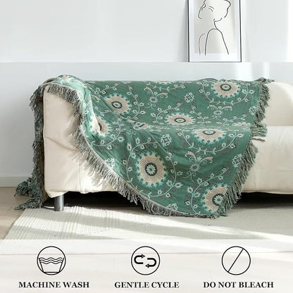 LUTBM Boho Throw Blanket for Bed 100% Cotton Ultra Soft Rustic Quilt Summer - Image 4