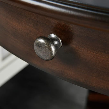 Oval End Table with Drawer, Solid Wood Sofa Side Table with Storage Shelf - Image 7