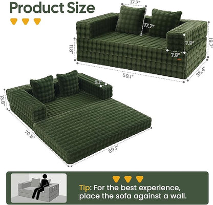COMAX Futon Sofa Bed, 4‑in‑1 Convertible Sofa Bed, Folding Boneless Couches - Image 2