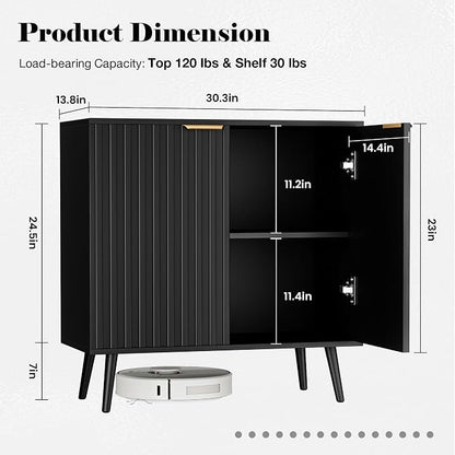 Fluted Buffet Cabinet Sideboard, Storage Cabinet, Modern Accent Cabinet Console - Image 2