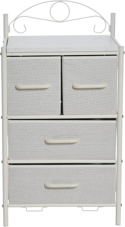 Household Essentials Scandinavian White Iron & Wood Four-Drawer Chest - Image 4