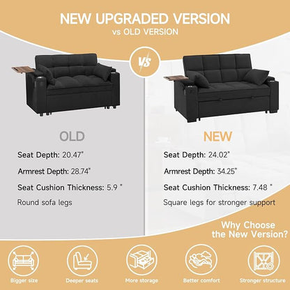 Auvsoce 65" Sleeper Sofa Bed Loveseat, Convertible Couch - Image 6