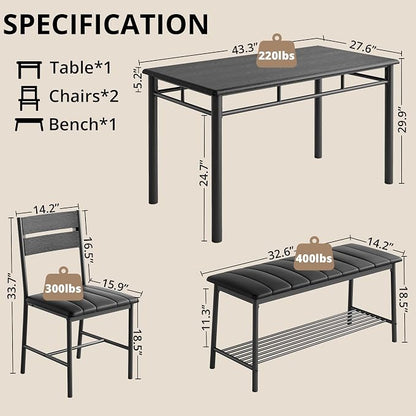 IRONCK Dining Table Set for 4, Kitchen Table - Image 2