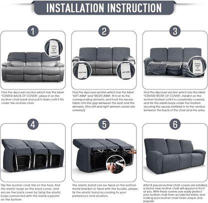 TAOCOCO Recliner Sofa Covers 8-Pieces Stretch Large Couch Covers - Image 6