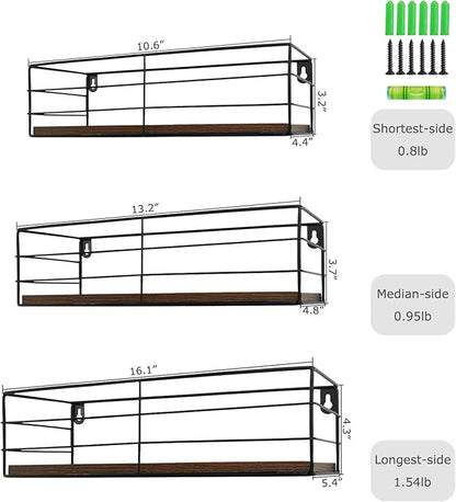 CRUGLA Floating Shelves Wall Mounted Set of 3, Hanging Storage Wall Shelf - Image 3