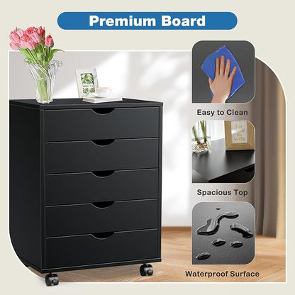 OLIXIS 5 Drawer Mobile File Cabinet Under Desk Storage Organization - Image 8