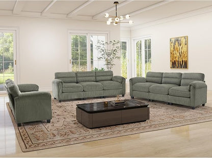 HAOMARKETS Corduroy Sofa Set, Upholstered Loveseat Man and 3-Seater Couch Set by HAOMARKETS