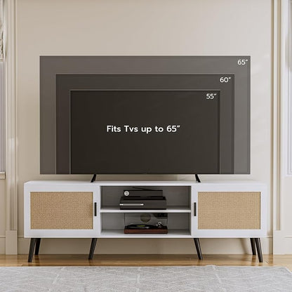 ZttRiee TV Stand for TVs up to 65'', Mid Century Modern Entertainment Center - Image 3