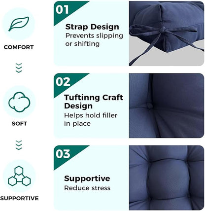 Set of 2 Patio Seat Cushions 19X19in Square Wicker Seat Pads Waterproof Rocking - Image 5
