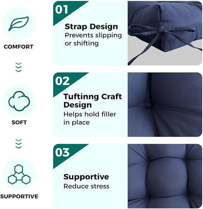 Set of 2 Outdoor Indoor Rocking Chair Cushion Square Wicker Seat Cushion - Image 5