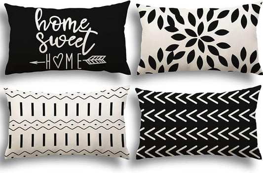 YCOLL Lumbar Pillow Covers 12x20 Set of 4, Modern Sofa Throw Pillow Cover by PillowCoversExpert
