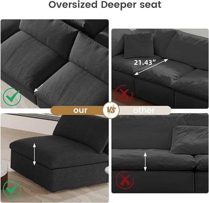 Cloud Modular Sectional Sofa Couch, 120.45" V Shaped Convertible Couches - Image 7
