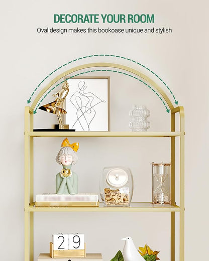 Hzuaneri Bookcase Bookshelf, Tempered Glass Bookshelves, Slim Shelving Unit - Image 5