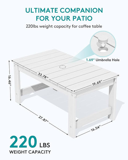 SERWALL 3 Pieces Patio Adirondack Bench Set, 2 Folding Adirondack Bench & 1 - Image 3