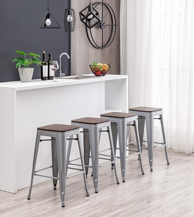 HAOBO Home 26" Backless Metal Counter Stool Height Bar Stools, Barstools - Image 7