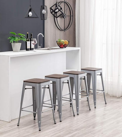 HAOBO Home 26" Backless Metal Counter Stool Height Bar Stools, Barstools - Image 7
