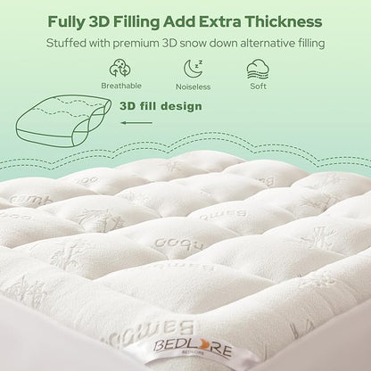 BEDLORE Twin XL Mattress Topper Viscose Derived from Bamboo, Thick Pillow Top - Image 5