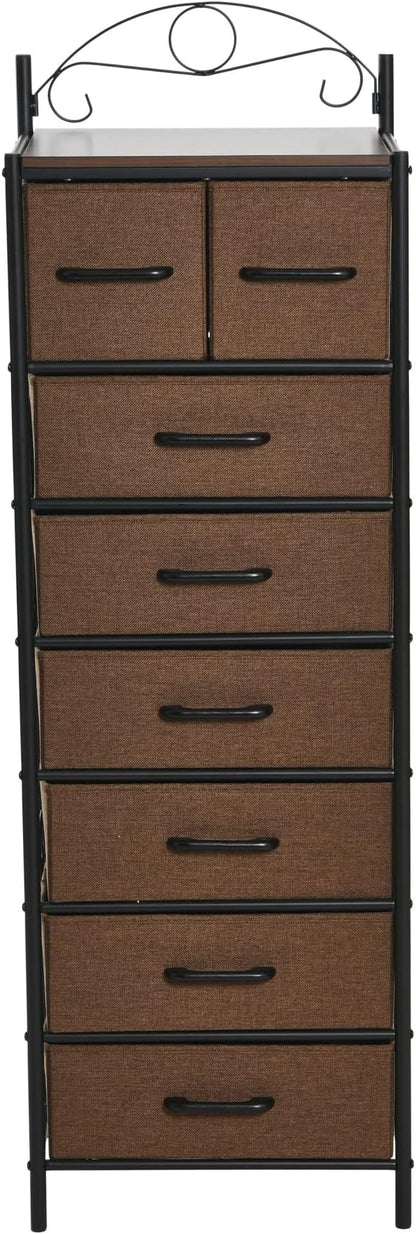 Household Essentials Walnut & Iron Eight-Drawer Dresser Tower - Image 4