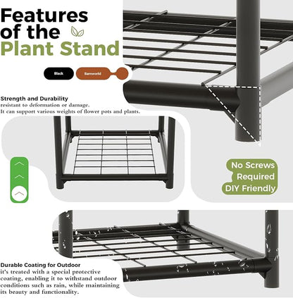 Bamworld Plant Stand Outdoor Metal Plant Shelf - Image 4