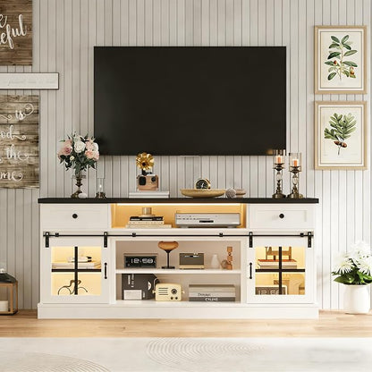 Garvee Farmhouse TV Stand for 80" TVs, Media Console Table by Garvee