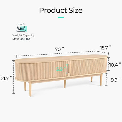 LINSY HOME 70" Fluted TV Stand for TVs up to 80 Inch, Mid Century Modern - Image 3