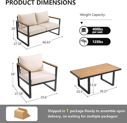 Modern Patio Furniture Set, 4 Pieces Outdoor Conversation Set - Image 8