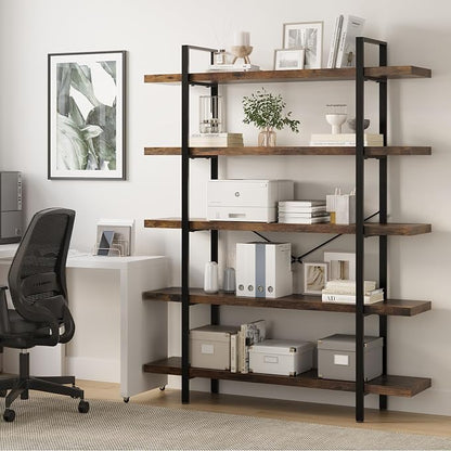 OtterOasis Bookshelf Set of 2, Heavy Duty 5-Tier Industrial Bookcase, 120lbs - Image 6