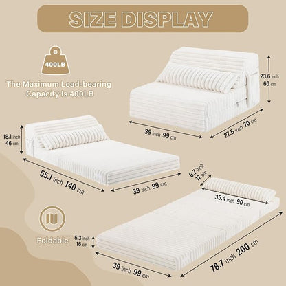 Tiita Folding Sofa Bed Twin Size, Convertible Sleeper Chair Mattress - Image 3