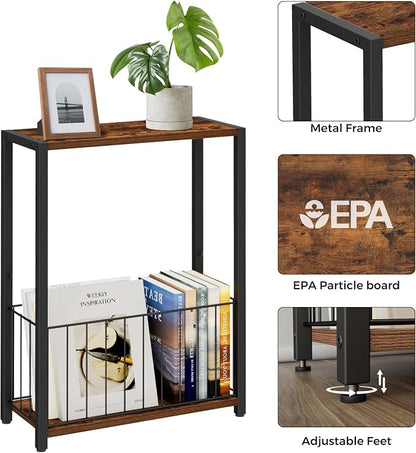 Homleke Narrow Side Table with Magazine Holder, Skinny End Table Perfect - Image 5