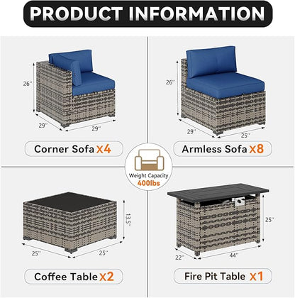Aoxun Patio Furniture Sets, 15-Piece Outdoor Patio Furniture - Image 2