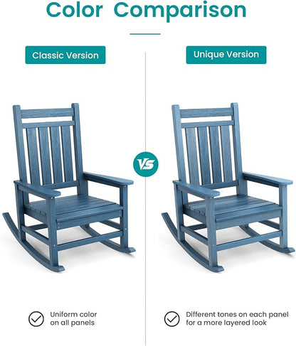 SERWALL Outdoor Rocking Chair Set of 4, HDPE Rocking Chair - Image 9