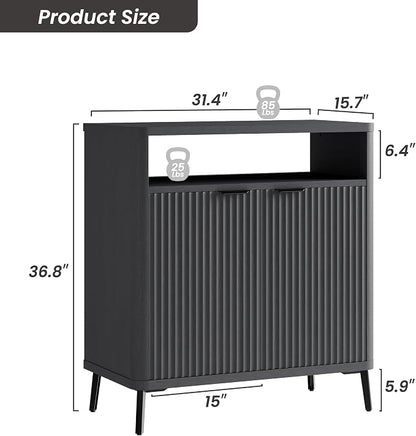 Fatmok 31.4" Fluted Buffet Cabinet - Image 2