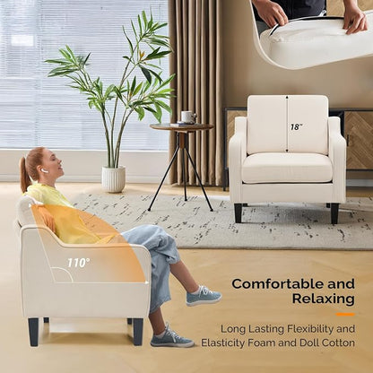 VINGLI Modern Accent Chairs Set of 2, Upholstered Sofa Chair Reading Chair - Image 8